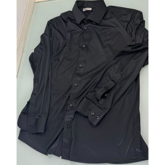 Collars & Co Dress Shirt Mens Large L Black Long Sleeve Performance Button Up - Picture 1 of 6